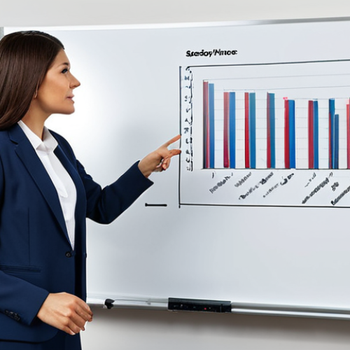 **

A professional woman, fully clothed in a modest business suit, giving a presentation in a modern office setting. She is confidently gesturing towards a whiteboard with charts and graphs. Appropriate attire, safe for work, perfect anatomy, correct proportions, professional setting, family-friendly.

**